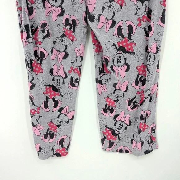 Disney‎ Minnie Mouse Pajama Pants Womens XL Gray Pink Lounge Sleep Y2K Cozy - Picture 8 of 8